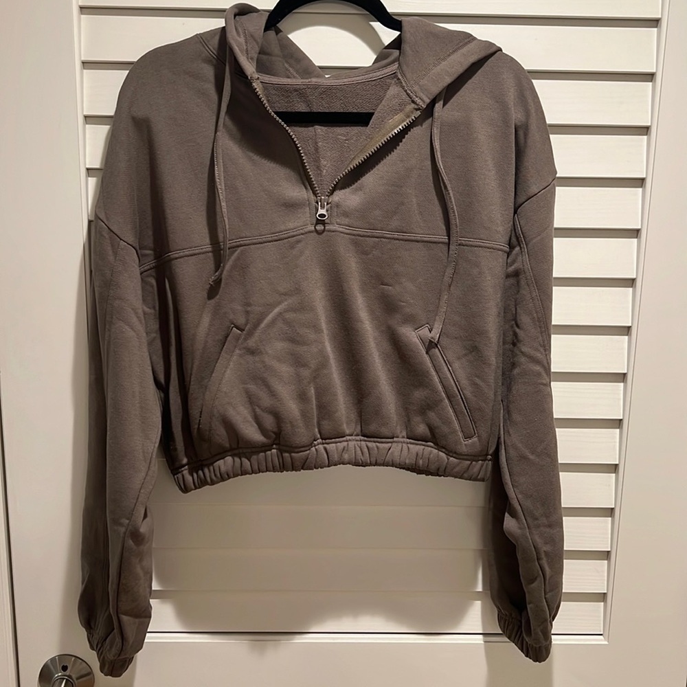 Alo Yoga STADIUM HALF ZIP HOODIE - OLIVE BRANCH